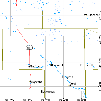 Zip code 68823 close-up map