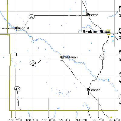 Zip code 68825 close-up map