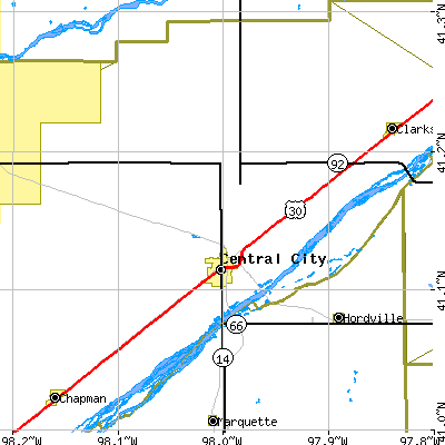 Zip code 68826 close-up map