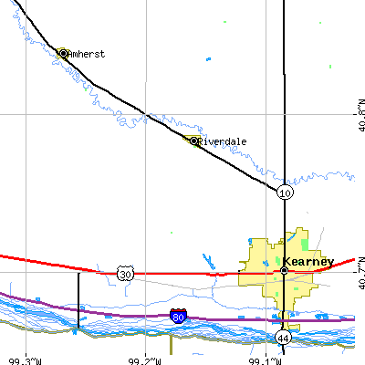 Zip code 68845 close-up map