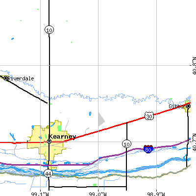 Zip code 68847 close-up map