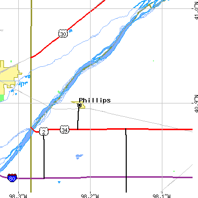 Zip code 68865 close-up map