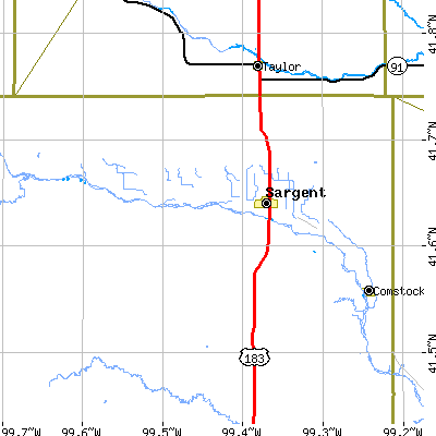 Zip code 68874 close-up map