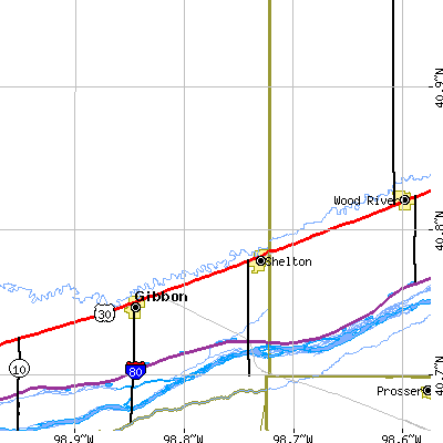 Zip code 68876 close-up map