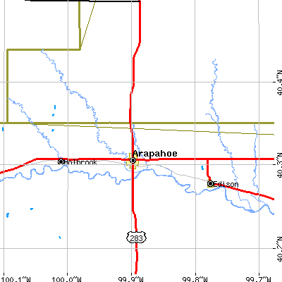 Zip code 68922 close-up map