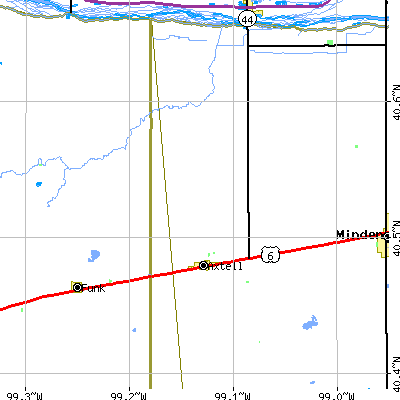 Zip code 68924 close-up map