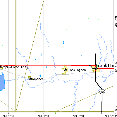 Zip code 68929 close-up map