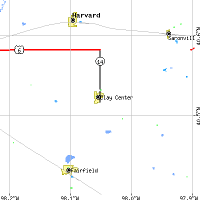 Zip code 68933 close-up map