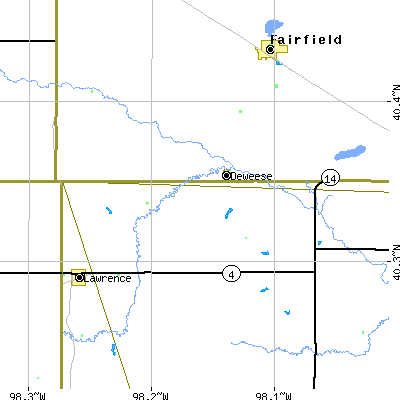 Zip code 68934 close-up map
