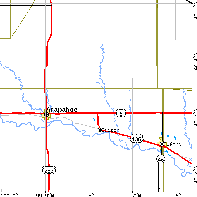 Zip code 68936 close-up map
