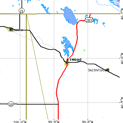 Zip code 68937 close-up map