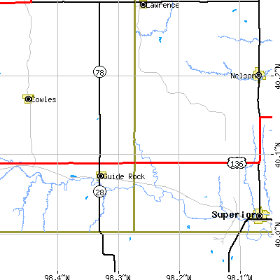 Zip code 68942 close-up map