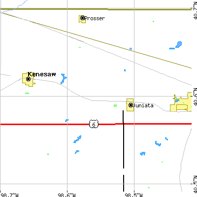 Zip code 68955 close-up map