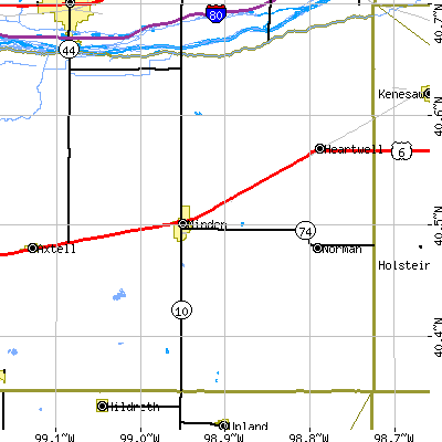 Zip code 68959 close-up map