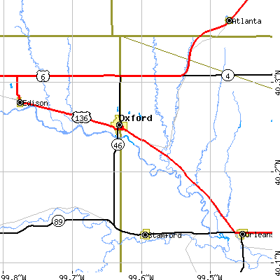Zip code 68967 close-up map