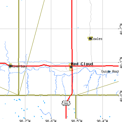 Zip code 68970 close-up map