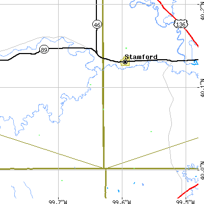 Zip code 68977 close-up map