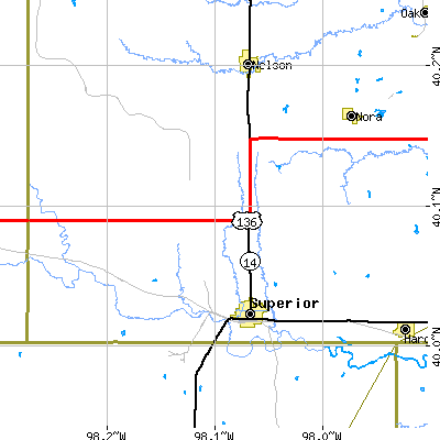 Zip code 68978 close-up map