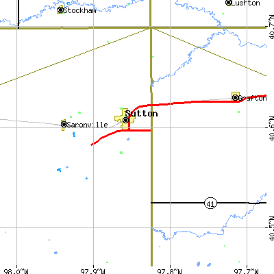 Zip code 68979 close-up map