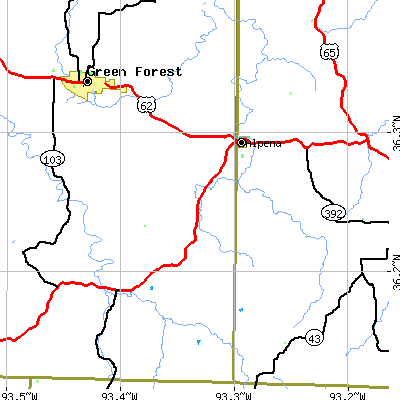 Zip code 72611 close-up map