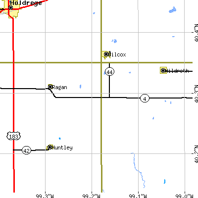 Zip code 68982 close-up map