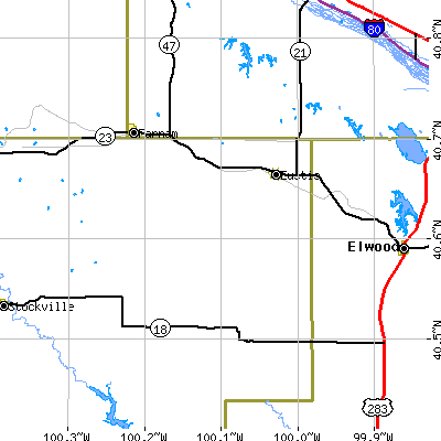 Zip code 69028 close-up map