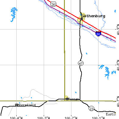Zip code 69029 close-up map