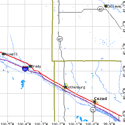 Zip code 69138 close-up map