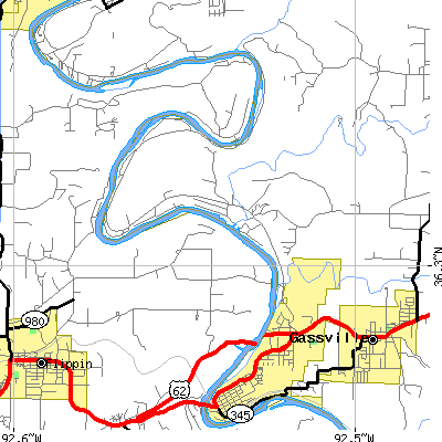 Zip code 72626 close-up map