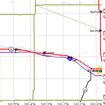 Zip code 69156 close-up map
