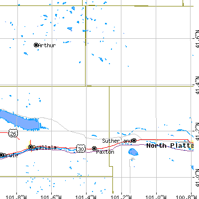 Zip code 69165 close-up map