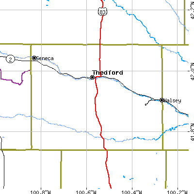 Zip code 69166 close-up map