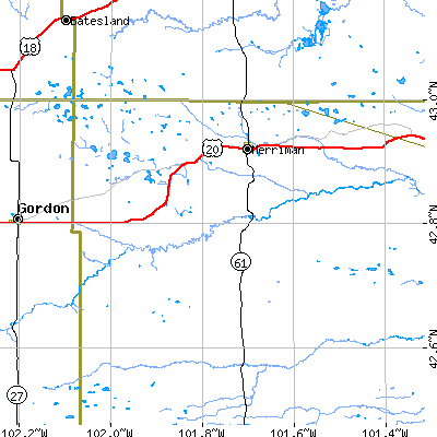 Zip code 69218 close-up map