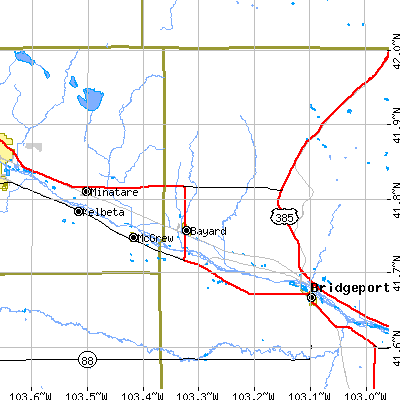Zip code 69334 close-up map