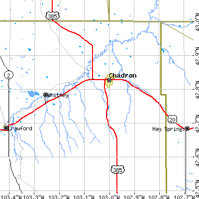 Zip code 69337 close-up map