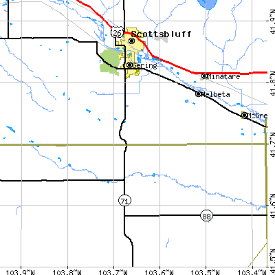 Zip code 69341 close-up map