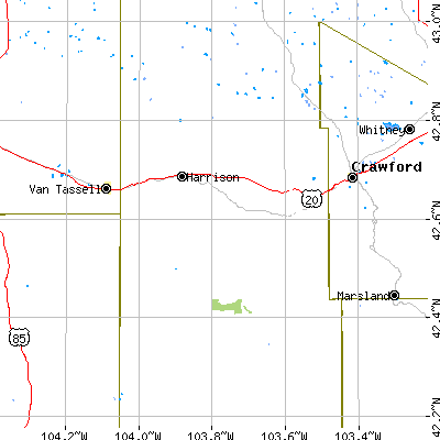 Zip code 69346 close-up map