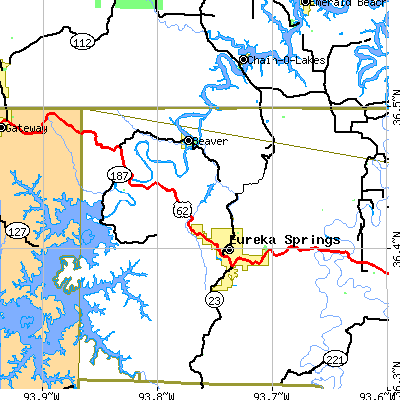 Zip code 72631 close-up map