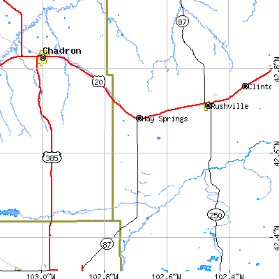 Zip code 69347 close-up map