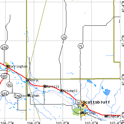 Zip code 69357 close-up map