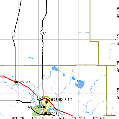 Zip code 69361 close-up map