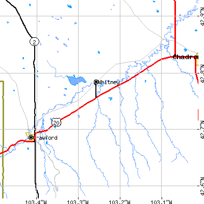 Zip code 69367 close-up map