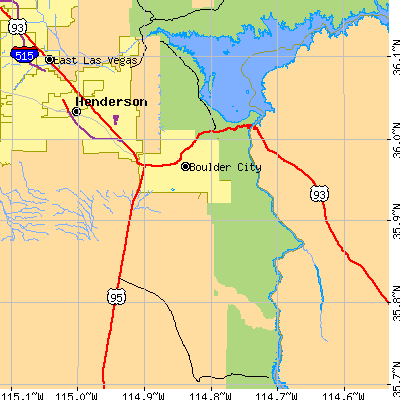 Zip code 89005 close-up map