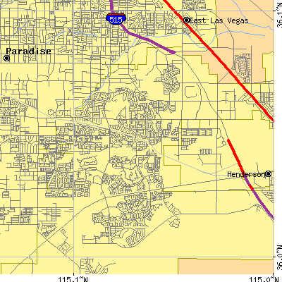 Zip code 89014 close-up map
