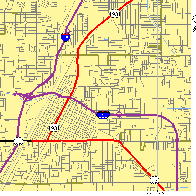 Zip code 89101 close-up map