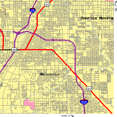 Zip code 89104 close-up map