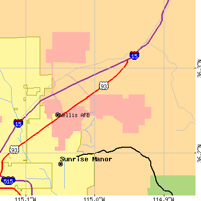 Zip code 89115 close-up map