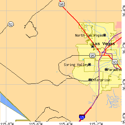 Zip code 89124 close-up map