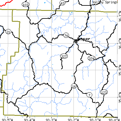 Zip code 72641 close-up map
