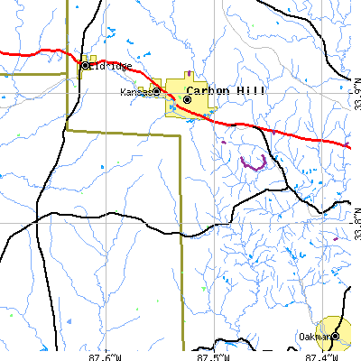 Zip code 35549 close-up map